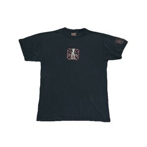 Vintage Y2K Breakdown Choppers Cross Pinup T Shirt Double Sided Size M‎ Faded